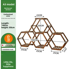 Solid Wood Plant Stand Outdoor for Multiple Plants Carbonized Wood Flower Pot Holder Heavy Duty Load Balcony Garden Home Decor