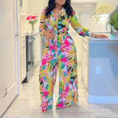 Spring Summer New Long Sleeved Printed Suit for Women Fashion Lapel