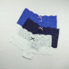 3PCS Transparent Boyshorts Women Underwear Lace Boxers Ladies Plus Size M-XXL Hollow Out Floral Panties Femme Intimates