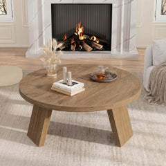 33.5 Inch Round Coffee Table for Living Room, Modern Center Table with