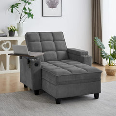 hansones 65'' 3-in-1 Folding Convertible Sofa Bed, Pullout Sofa, Modern Chenille Fabric, 360° Swivel Side Table, Easy Assembly,