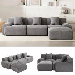 107" Cloud Modular Sectional Couch,Boneless Sofa with Ottman,L-Shape Upholstered Sofas with Deep Seat,Modern Cozy, Custom