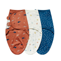 3Pcs Cute Newborn Baby Blankets Swaddles Set 100%Cotton Boys Girls Adjustable Swaddle Infant Swaddle for 0-6 Month