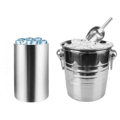 Stainless Steel Wine Cooler Bucket Double Wall Wine Bottle Cooler Holder Champagne Cooler Beer Chiller Ice Bucket Ktv Bar Tool