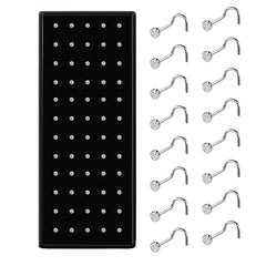 40/60pc Stainless Steel Straight L Nose Stud for Women Nose Ring Set