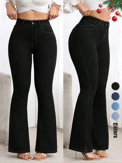 New Women's Elastic Slimming Bell Bottom Jeans Butt Lifting Waist