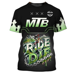 Outdoor Mountain Bike Sport Theme Printed Short-sleeve T-shirt Breathable Casual Sport Top for Cycling Enthusiasts
