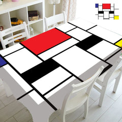 Modern Abstract Mondrian Pattern Tablecloth Table Cover Cloth Rectangle Square Minimalist Geometric Home Kitchen Decor