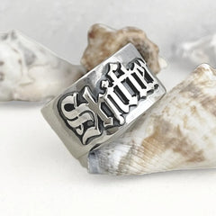12MM Men' Gothic Rings Personalized Old English Hip-Hop Name Ring