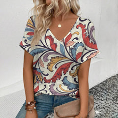 Women's Plus Size T-Shirt Summer V-Neck T Shirt For Women Daily Fashion Short Sleeve Casual T-Shirt 3d Print Female Clothes