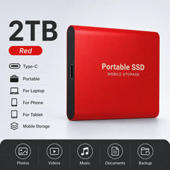 Space Efficient External Hard Drive 2TB Portable Mobile Hard Disk for Family Daily Photo Saveing PC Laptop