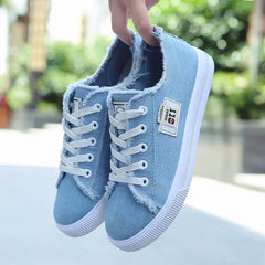 Spring Summer Women Canvas Sneaker Low Top Denim Sneakers Ladies