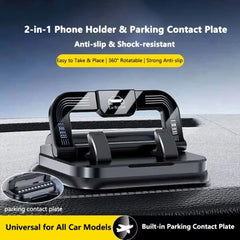 360° Rotatable Universal Car Phone Holder with Number Plate Dashboard Mount Easy Install Vehicle Mobile Phone Holder