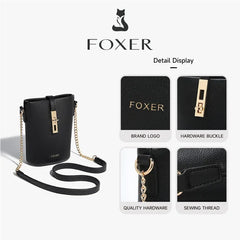 FOXER Brand Chic Mini Cellphone Bag Women's Shoulder Bag PU Leather Fashion Girl's Travel Small Crossbody Bag Purse