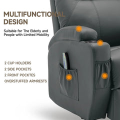 Recliner Chair with Massage and Heat, 360° Swivel Rocking Chairs for Adults, Remote Control and Cup Holder for Living Room