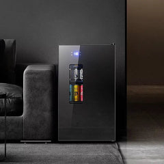 Mini Wine Fridge Electric Beverage Cooler Mirror Glass Door LED Light Built In Refrigerator For Home Kitchen Bar Office Use