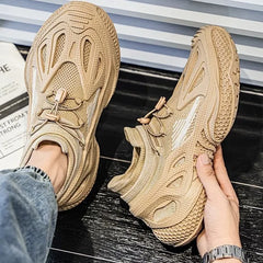 Men's shoes new breathable mesh sports shoes trendy one foot casual thick soled sports shoes dad shoes