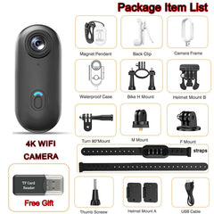 4K HD Motorcycle Mini Recorder Finger WIFI Action Camera Lightweight POV Motorcycle Road Sport Cam Bicycle Vlog Pet Body Camera