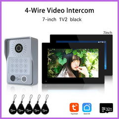 ANJIELO 4-Wire Video Intercom System with 10-inch Touch Screen 5-in-1 Unlock Tuya Smart APP Control IP65 Waterproof Night Vision
