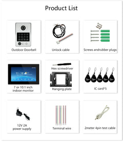 ANJIELO 4-Wire Video Intercom System with 10-inch Touch Screen 5-in-1 Unlock Tuya Smart APP Control IP65 Waterproof Night Vision