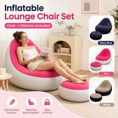 1PC Nflatable Air Sofa Chair with Footrest, Portable Lounge Chair Set