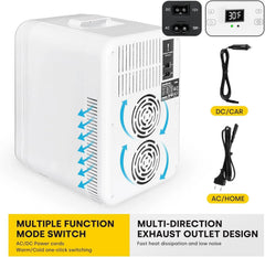 Enventor 10L Mini Car Refrigerator Portable Skincare Fridge AC 120V/DC 12V Thermoelectric Cooler and Warmer Function For Camping