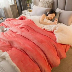Double-Sided Wool Throw Blanket - White Dark Gray Warm Queen Duvet Cover For Winter, Ideal For Camping & Bedspreads