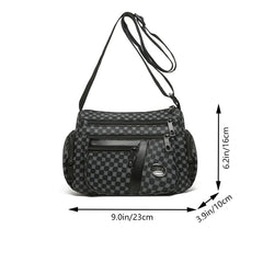 Everyday Versatile Rhombus Pattern Crossbody Bag Trendy Two Color Option, Multi Compartment Layout for Weekend Short Trips