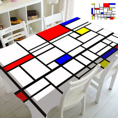 Modern Abstract Mondrian Pattern Tablecloth Table Cover Cloth Rectangle Square Minimalist Geometric Home Kitchen Decor