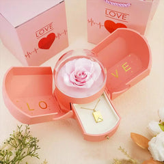 Surprise Flower Jewelry Box - Mysterious Unboxing with Rose Gold Dried Flowers & Hidden Love Drawer - Luxury Birthday Gift for H