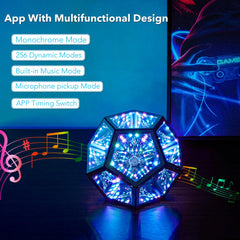 Dreamy Geometric Space LED Night Light with Stand Creative Color Christmas Birthday Gifts Infinity Dodecahedron Mirror Art Light