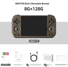 Rg 477m Game Console 3d Hall Joystick 4.7"120hz CNC Aluminum Android Handheld Active Heat Dissipation 12+256gb For Steam Switch