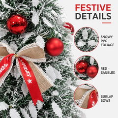 150cm/180cm/210cm Pop Up Collapsible PVC Artificial Christmas Tree Pre Decorated Optional USB LED Lights Metal Stand Home Decor