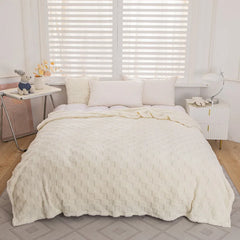 Waffle Blanket, Winter Knitted Blanket, Jacquard Braid Blanket, Warm Gift Blanket ,for Bed Sheet or Sofa Cover Four-season