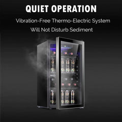 26 Bottle 130 Can Wine & Beverage Cooler, Clear Glass Door, Quiet Digital Temp Control, Home Office Bar, 3.2cu.ft, Customized