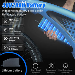 HUANCI Q5 Electric Bike for Adults 2000W Off-road Tire E Bike 48V 20Ah Battery 60KM/H Electric Bicycle for Commuting Long Range
