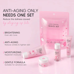 LAIKOU Japan Sakura Full Skincare Set Cleanser Toner Serum Cream Eye Cream Sunscreen Travel Kit Complete Facial Care