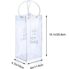 AFOURT-Ice Wine Bag Portable Collapsible Clear Wine Pouch Cooler With Handle For Party,Outdoor,Champagne,Cold Beer,6Pack