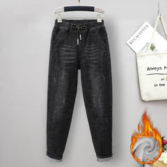 XL-6XL Plus Size jeans for Women Mom Jeans Woman Elastic High Waist Blue Baggy Jeans Denim Ripped Jeans Female Harem Pants