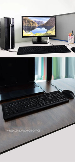 MANMU MJS-016™ Wired Ergonomic Keyboard & Mouse Combo Set – USB, 1200 DPI, CE Certified, Home & Office Gaming Setup | FlipStylez LLC®