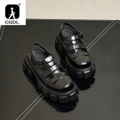 6 Cm Height Platform Mens Genuine Leather Sandals Luxury Handmade Quality 2024 New Designer Black Summer Formal Social Shoes Man