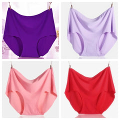4Pcs Women Plus Size High Waist Ice Silk Boy Shorts Sexy Ultrathin Breathable Soft Underwear Panties Lingerie for 55-125kg