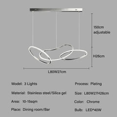 Modern Rings Pendant Lights Black&Golden for Living Dining Room Bedroom Ceiling Chandelier Lamps Indoor Hanging Lighting Fixture