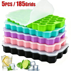 Honeycomb Ice Cube Trays with Lid Silicone Ice Cube Tray 37 Grids Reusable Ice Molds Ice Cube Mould for Coffee Whiskey Cocktails
