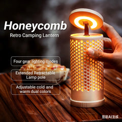 Portable Camping Lantern,Warm/Cool White,Type-C Charge,Battery Display,Retractable, 180° Rotatable,Hook,Camping/Fishing/Outdoor