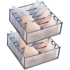 6-Grid Foldable Drawer Divider Underwear Storage Box, Wardrobe Organizer for Bras, Socks & Lingerie, Closet Storage Container