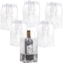 3/6 PCS Collapsible Clear Pouch Ice Wine Bag Portable Wine Cooler Bag Chiller Sleeves for Champagne Cold Beer Chilled Beverages