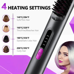 Cordless Hair Brush Straightener Electric Hot Heating Brush Negative Ion Hair Straightening Styling Comb Smoothing Nourish Hair