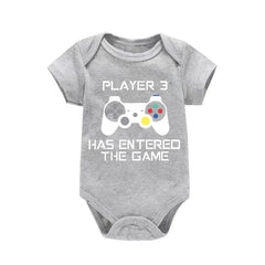 PLAYER 3 Newborn Romper Casual Short Sleeves Baby Boy Clothes Bodysuits Cartoon Graphic Toddler Girls Jumpsuits