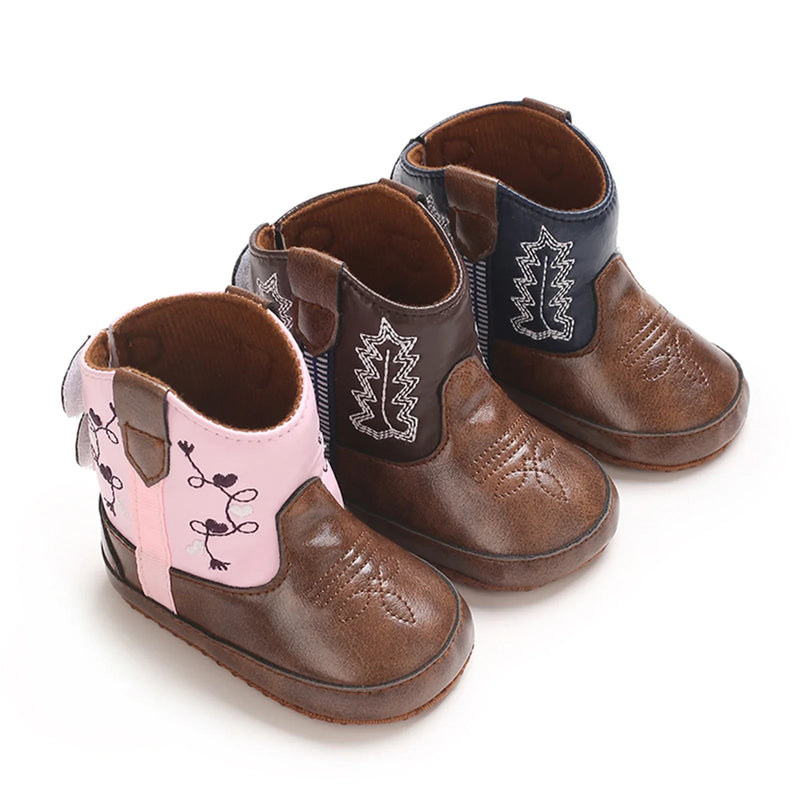 0-18M Retro Baby Boots Fashion PU Winter Boys Girls Shoes Non-Slip Soft Sole First Walker Winter Warm Snow Boots Crib Shoes